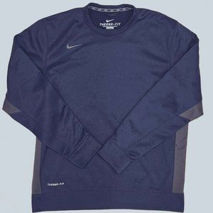 NIKE THERMA FIT CREW NECK SWEATER NAVY GREY EUC LARGE